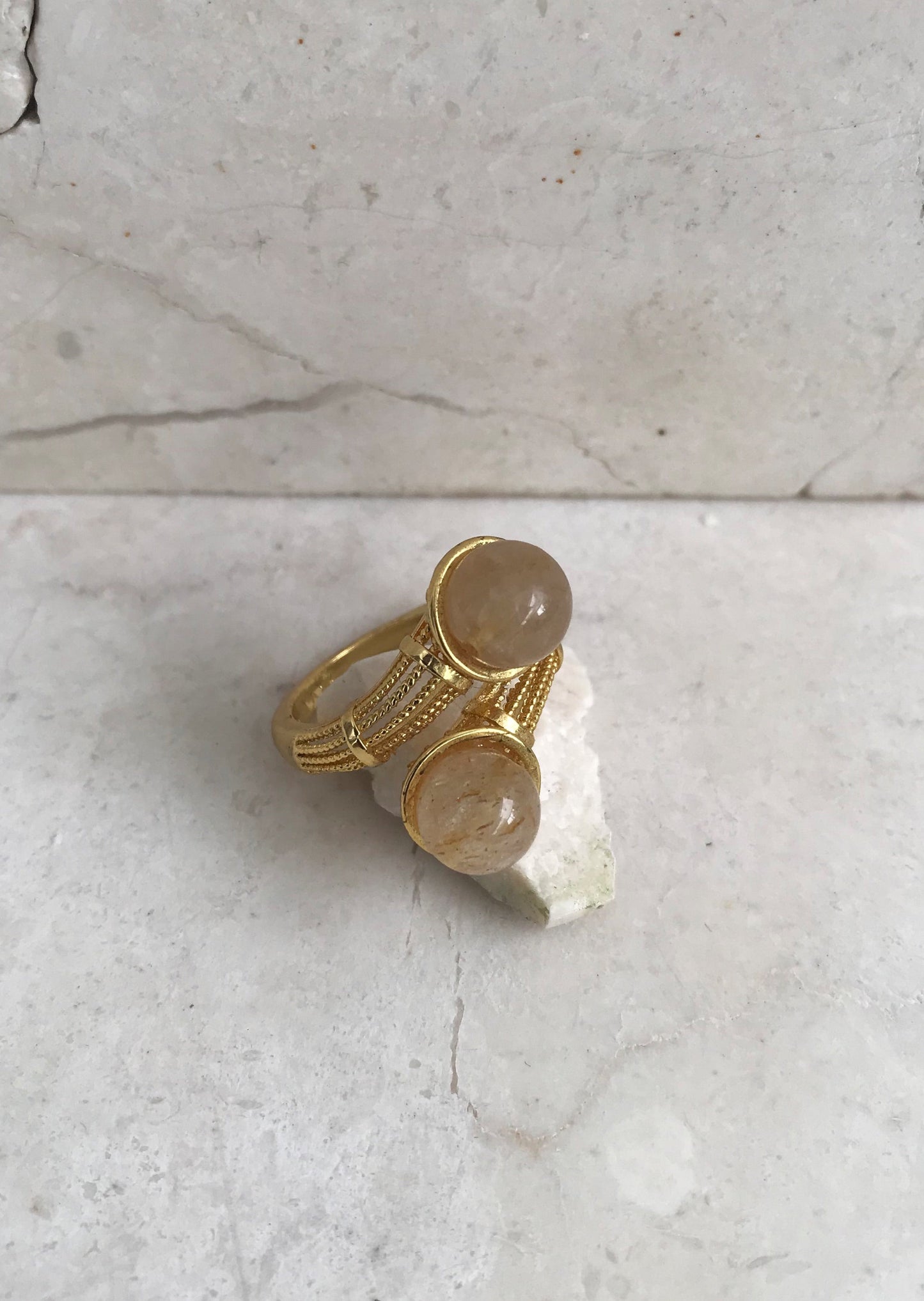 Golden Rutile Twist Ring