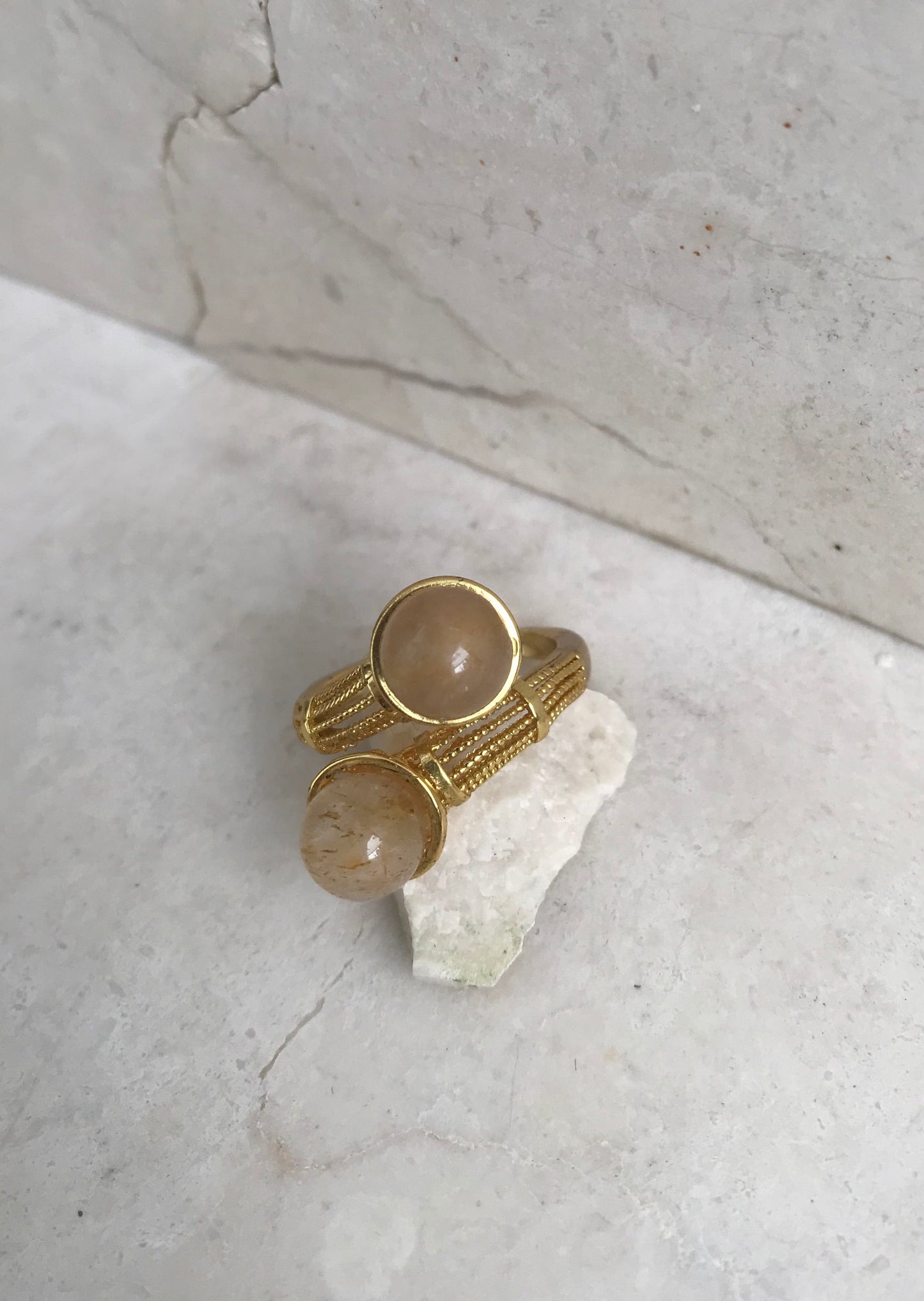 Golden Rutile Twist Ring