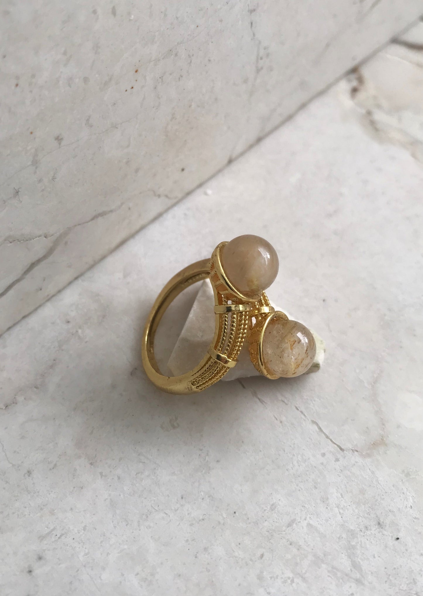 Golden Rutile Twist Ring