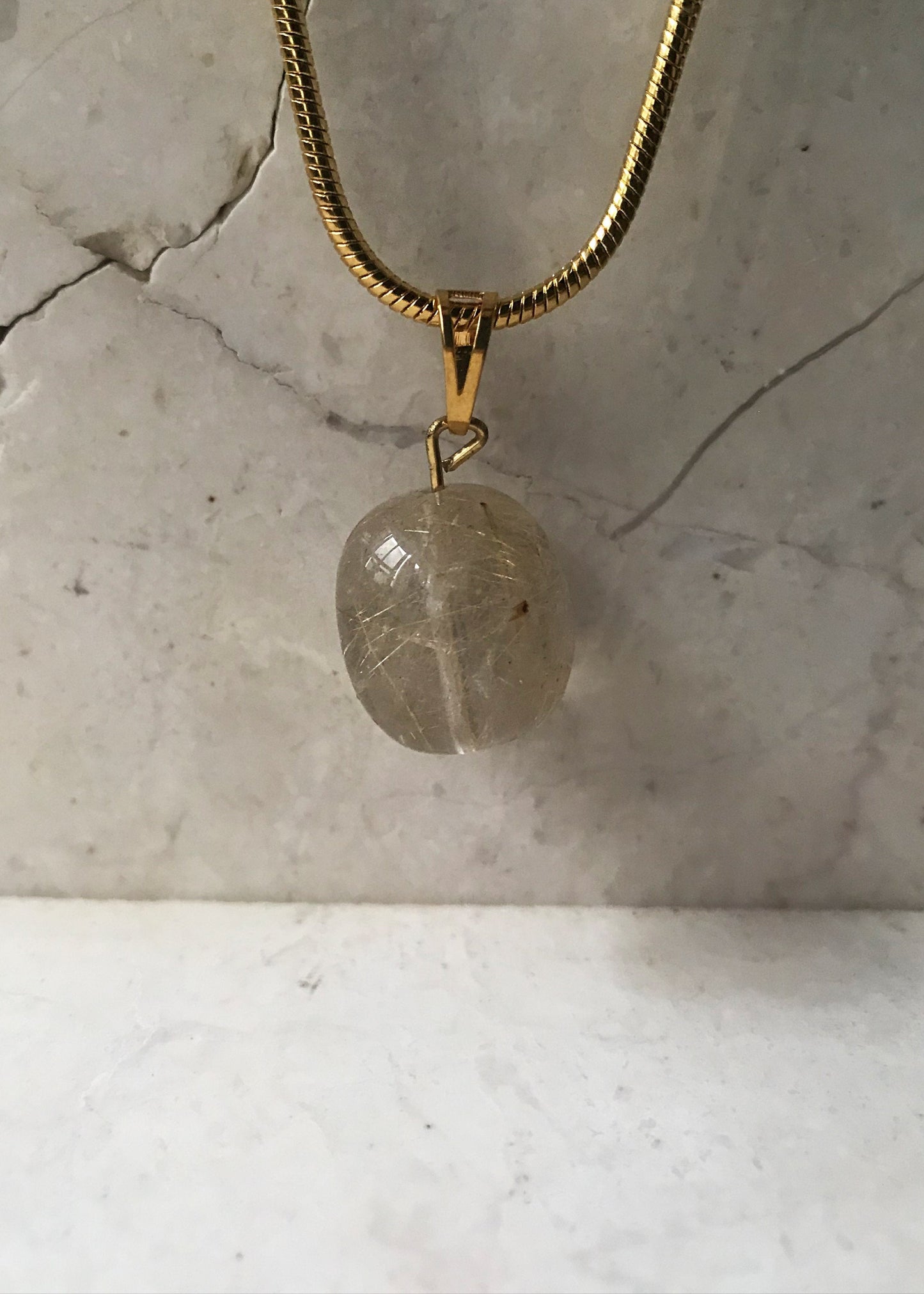 Golden Rutile Crystal Pendant