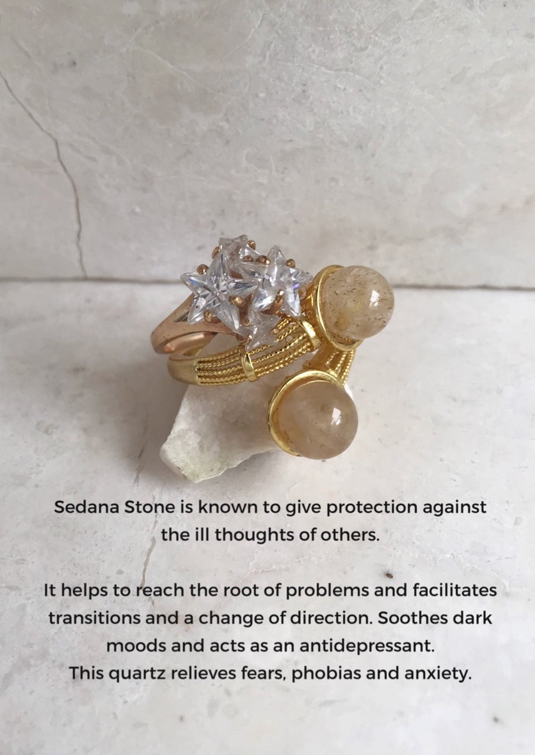 Golden Rutile Twist Ring
