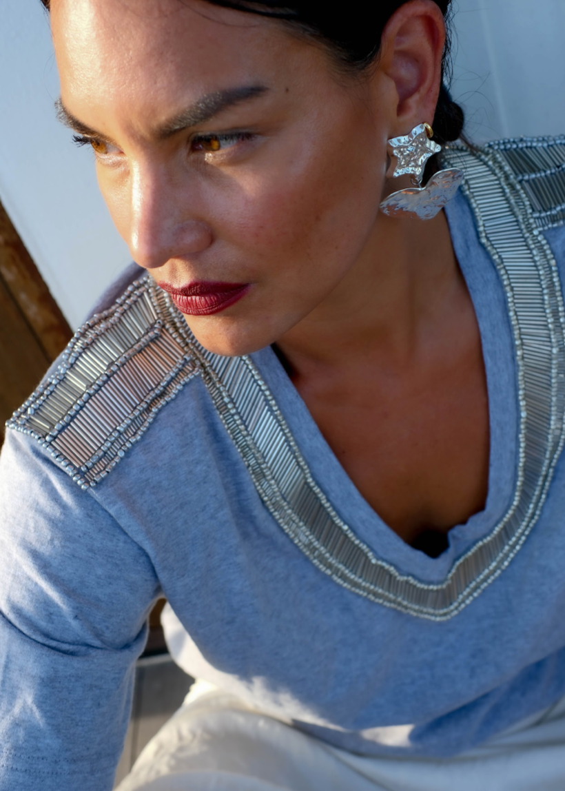 Varsity Rhythm Tee - Grey Marle