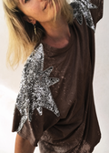 Luna Tee Shirt - Choc + Silver