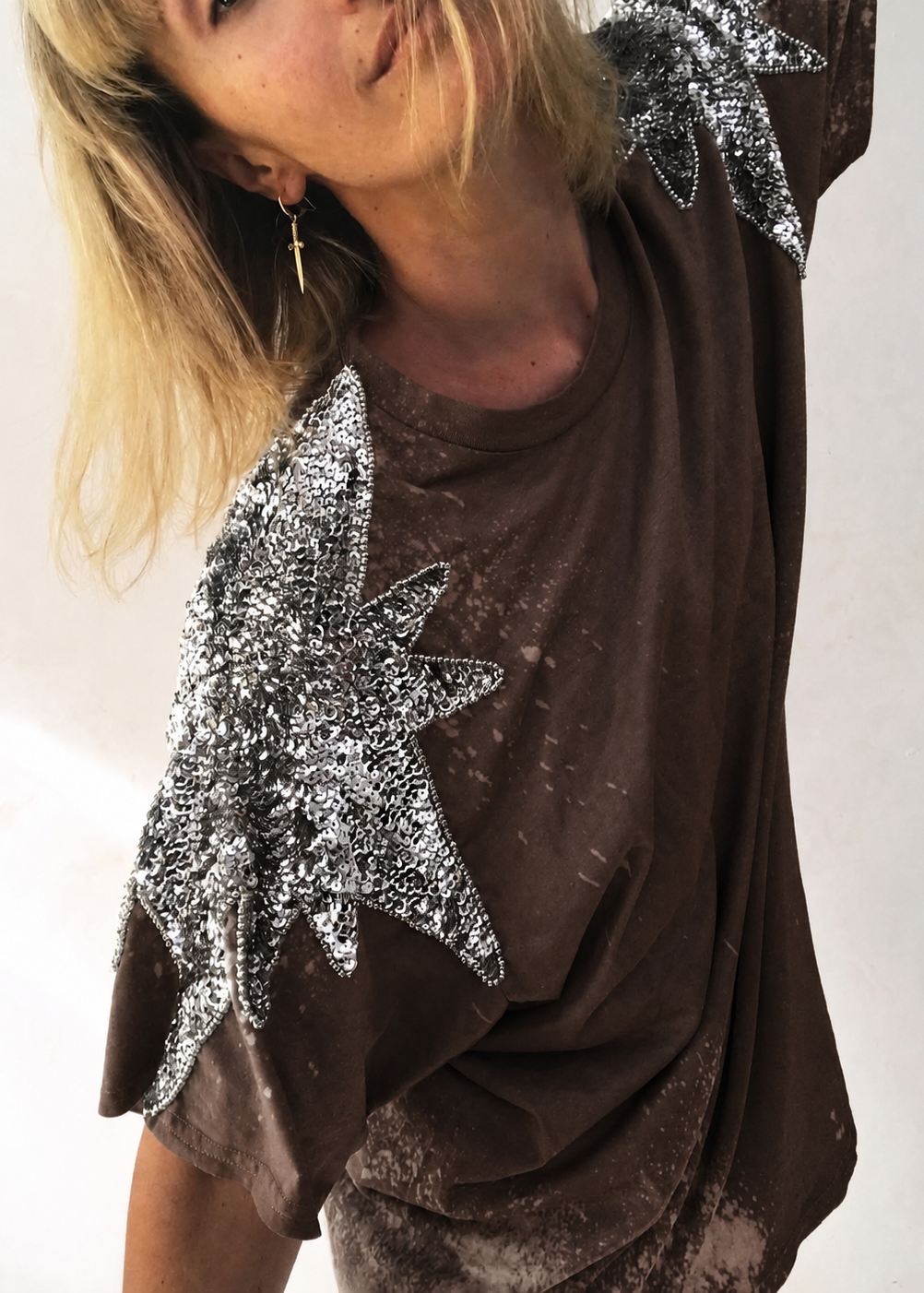Luna Tee Shirt - Choc + Silver