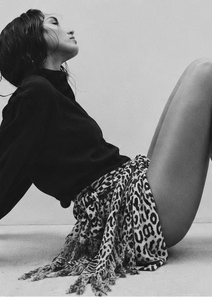 Cheetah Rope Sarong - White & Black