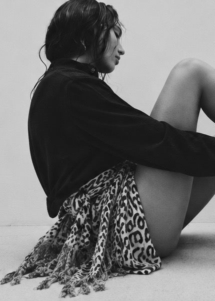 Cheetah Rope Sarong - White & Black
