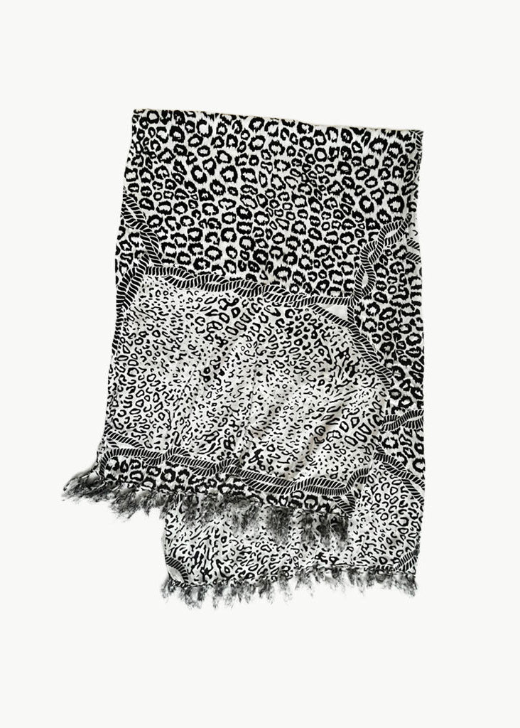 Cheetah Rope Sarong - White & Black