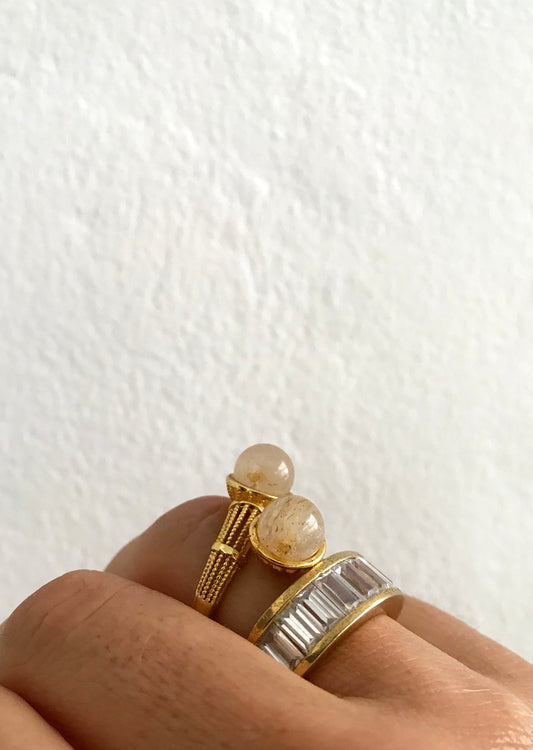 Golden Rutile Twist Ring