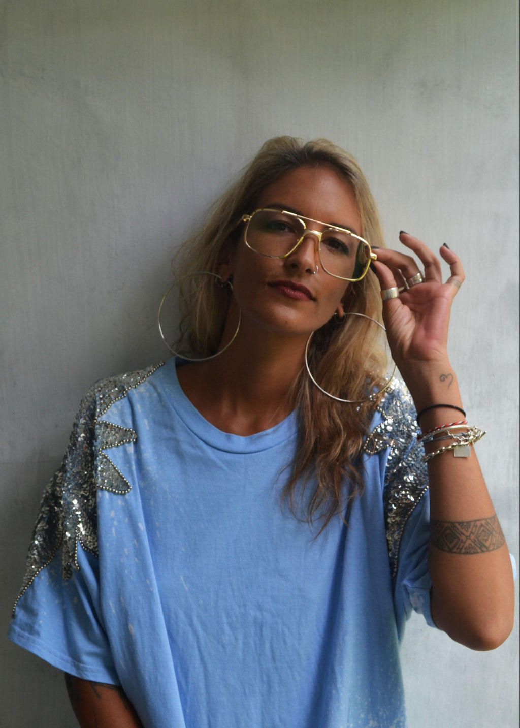 Luna Tee Shirt - Sky + Silver