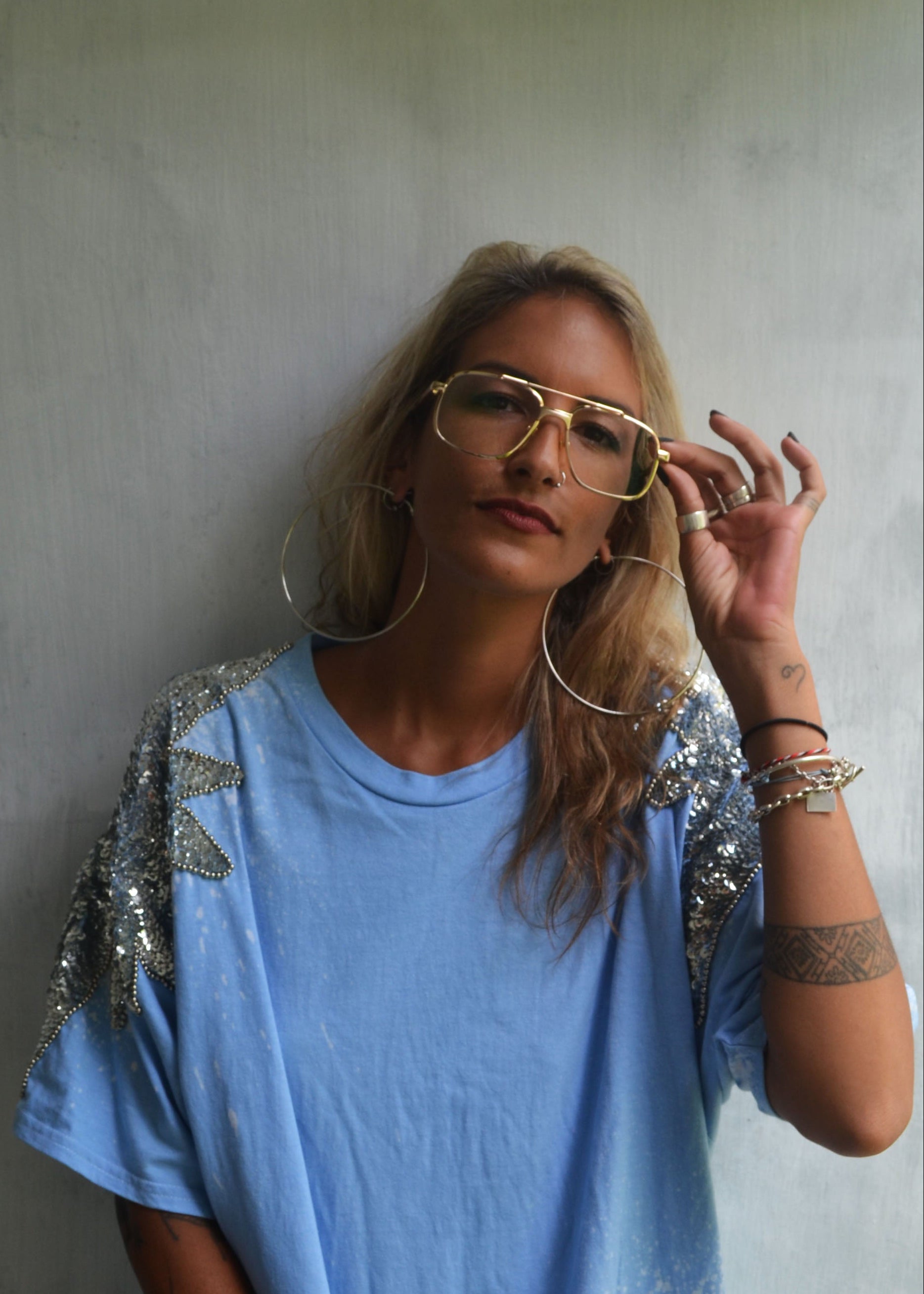 Luna Tee Shirt - Sky + Silver