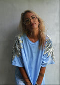 Luna Tee Shirt - Sky + Silver