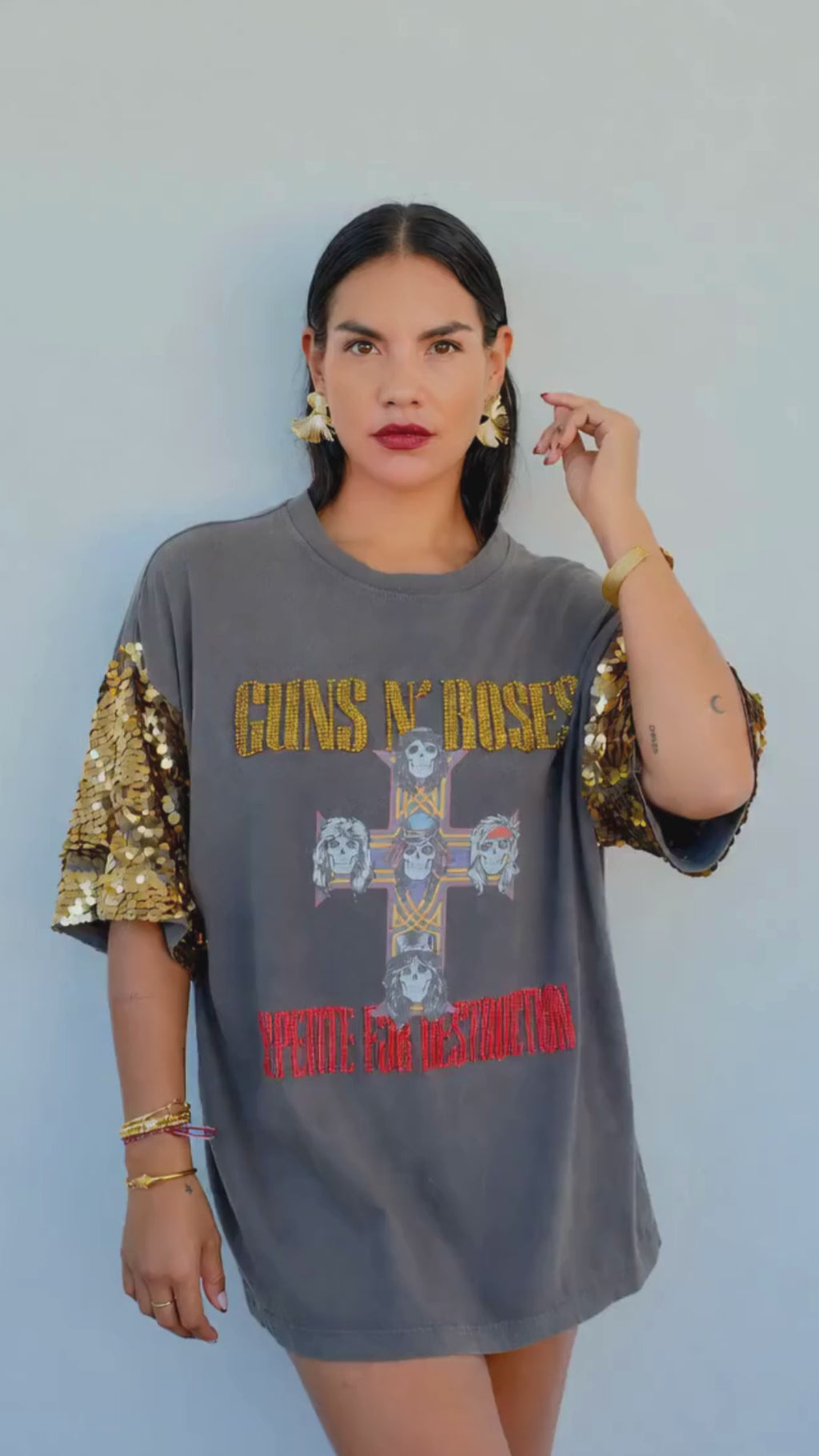 Oversized G*ns & Roses Tee - Dark Grey