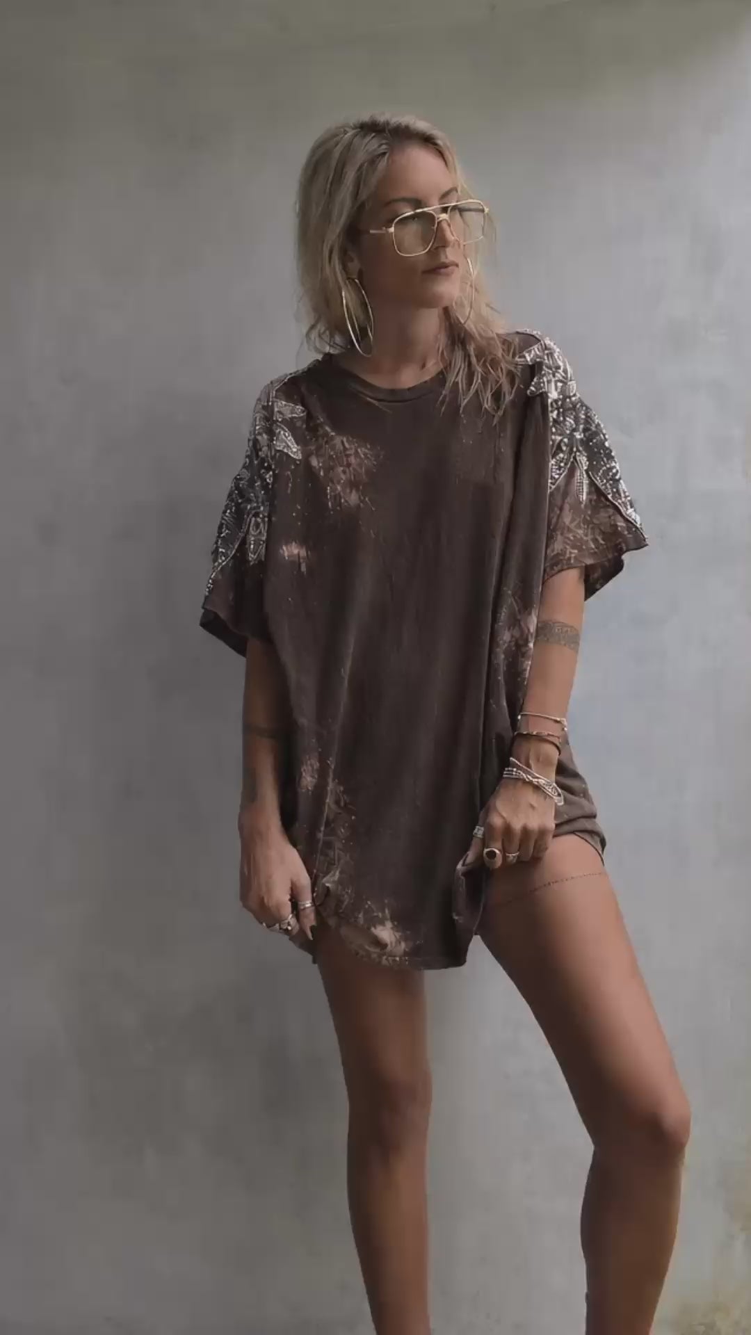 Luna Tee Shirt - Choc + Silver