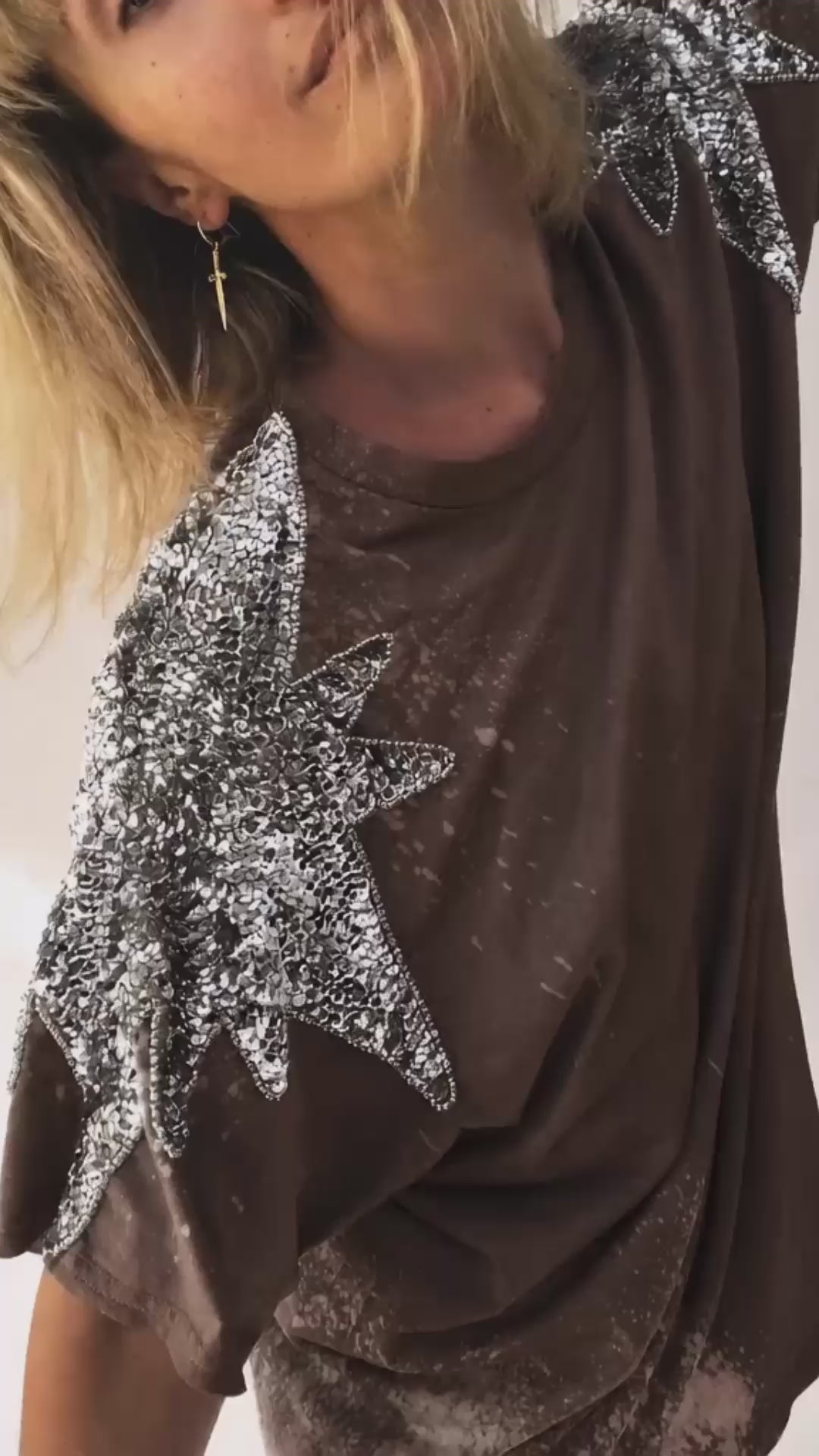 Luna Tee Shirt - Choc + Silver