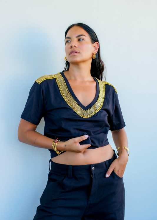 Varsity Rhythm Tee - Black